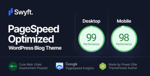 Swyft – PageSpeed Optimized WordPress Blog Theme